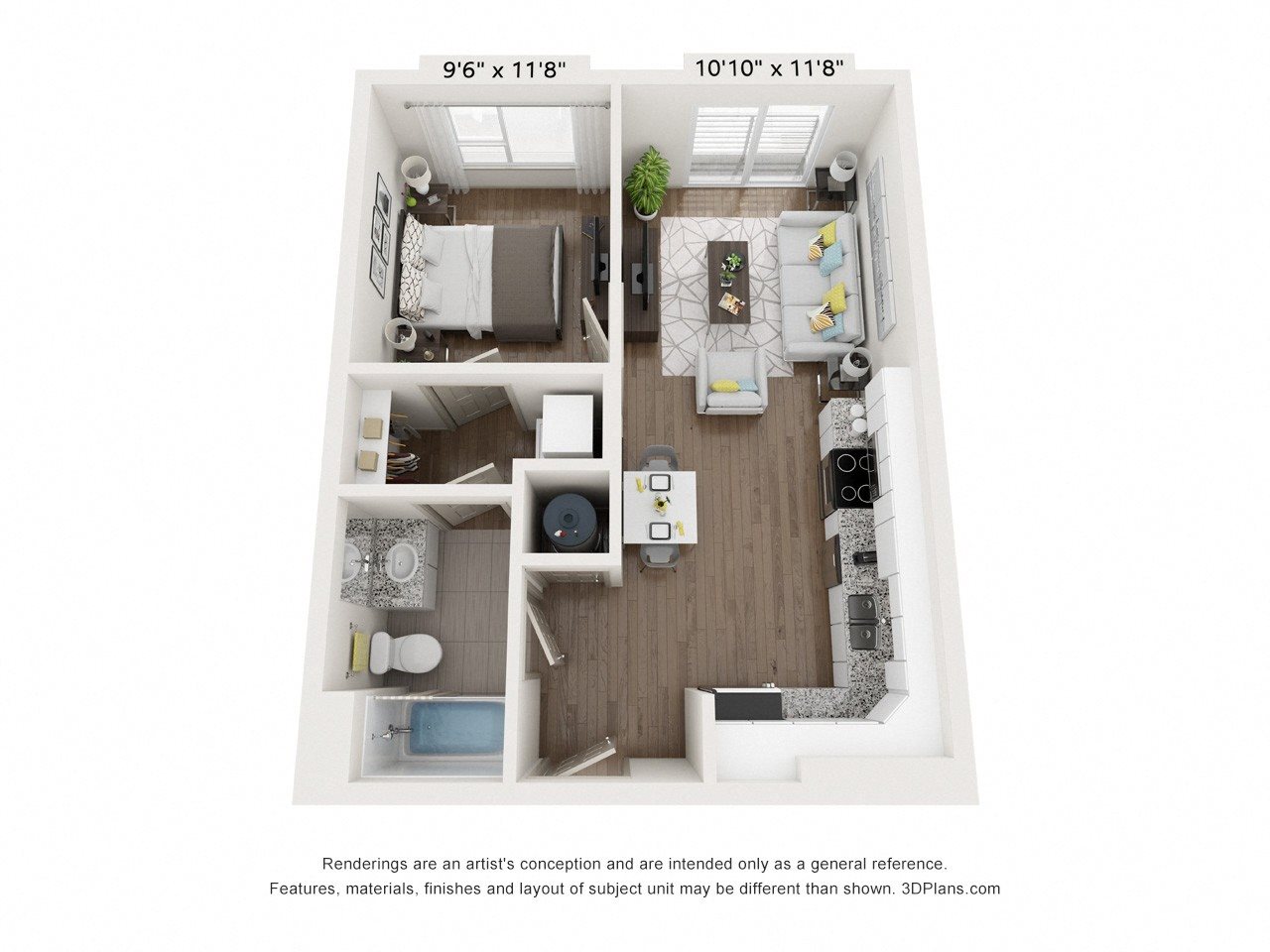 The Clove 1 Bed 1 Bath Floor Plan The Clove 1 Bed 1 Bath Floor Plan at The Point on 38th, Virginia, 23508